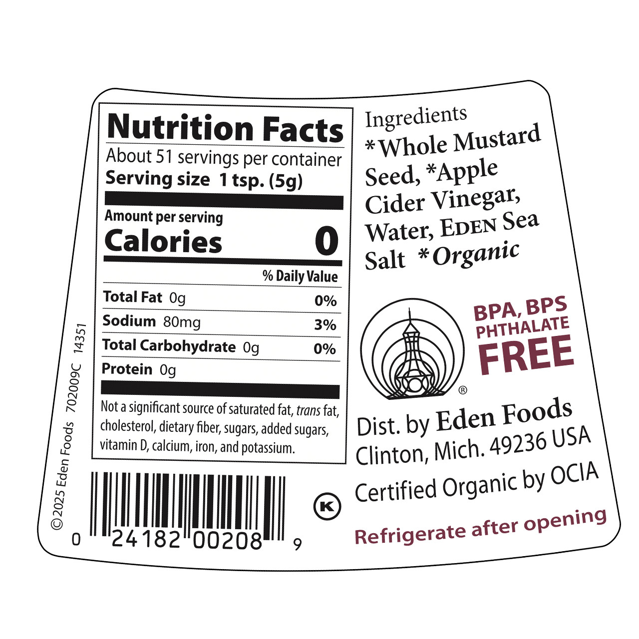 Brown Mustard, Organic - Squeeze Bottle