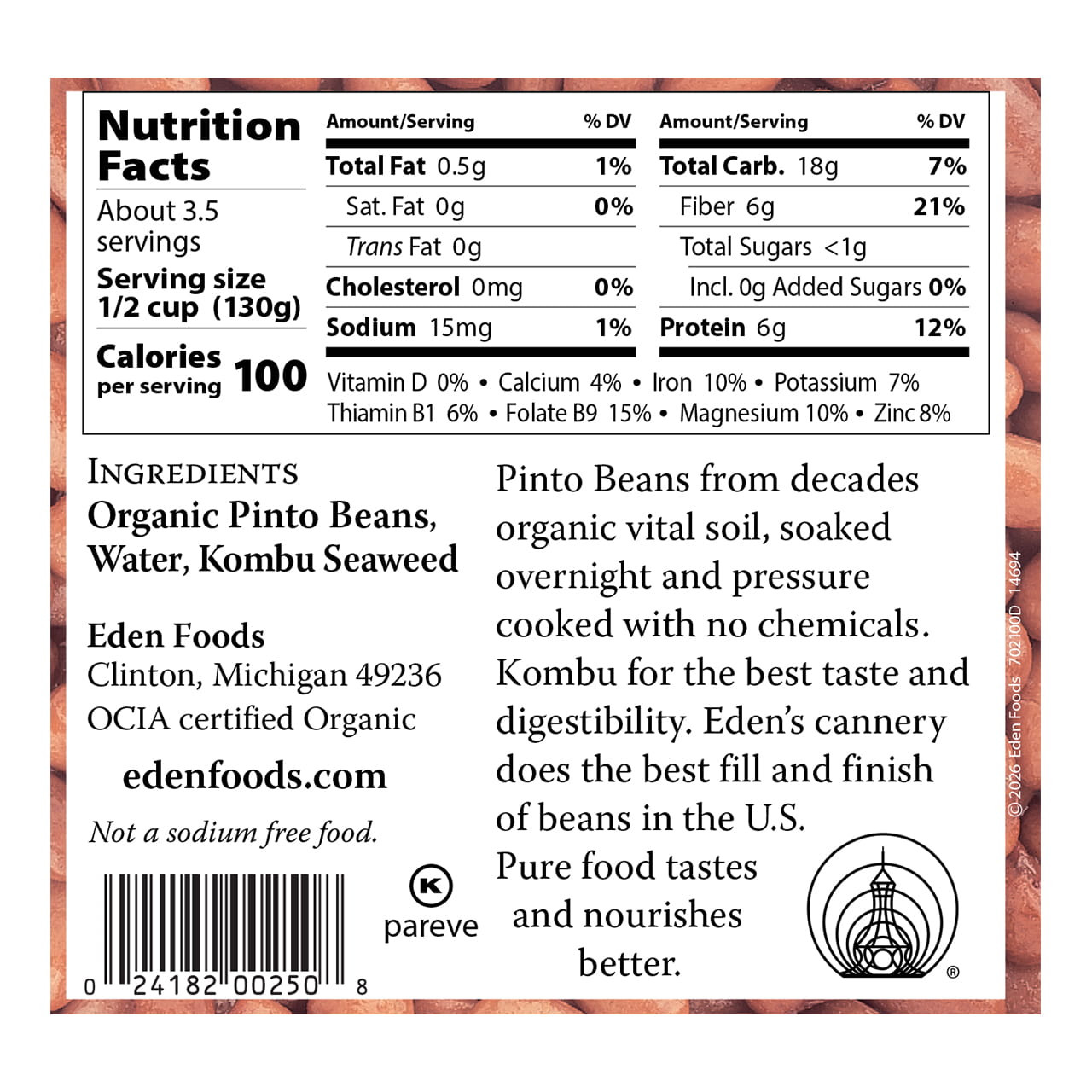 Pinto Beans organic, 15 oz