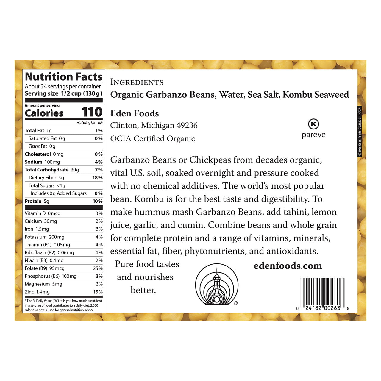 Garbanzo Beans (Chickpeas) organic, 108 oz