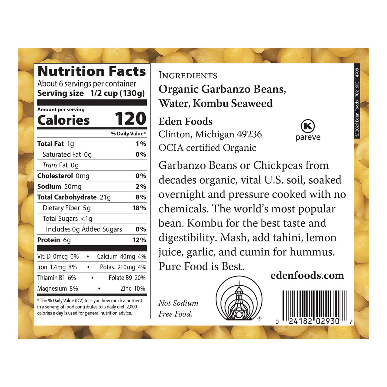 Garbanzo Beans (Chickpeas) organic, 29 oz