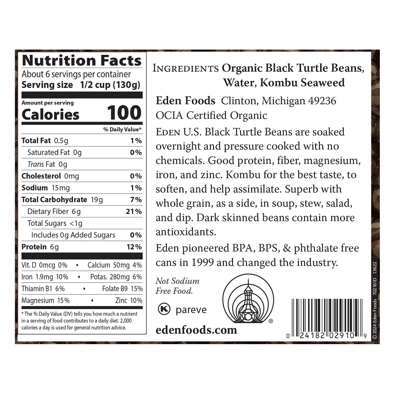 Black Beans, organic, 29 oz