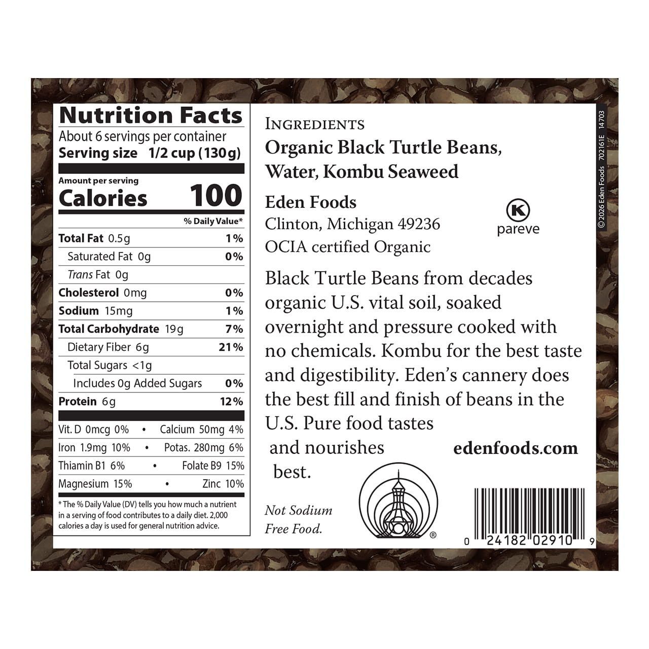 Black Beans organic, 29 oz