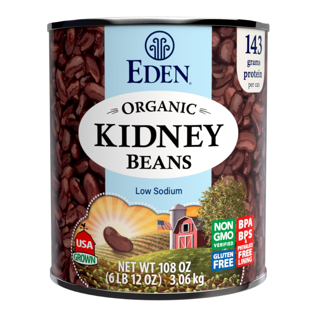 Kidney Beans (dark red) organic, 108 oz