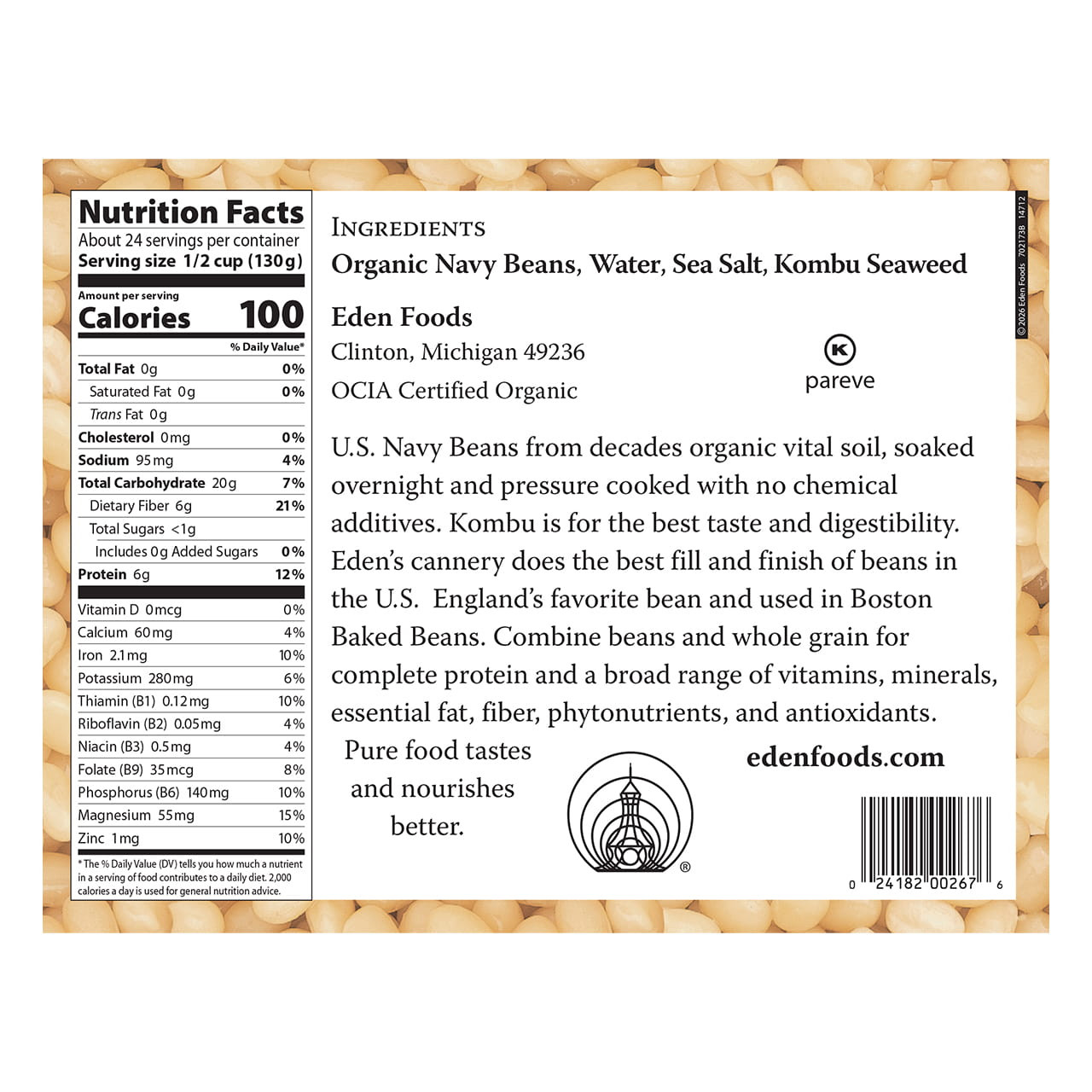 Navy Beans organic, 108 oz
