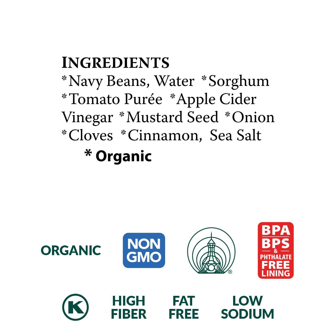 Baked Beans with Sorghum & Mustard, organic Baked Beans with Sorghum & Mustard, organic