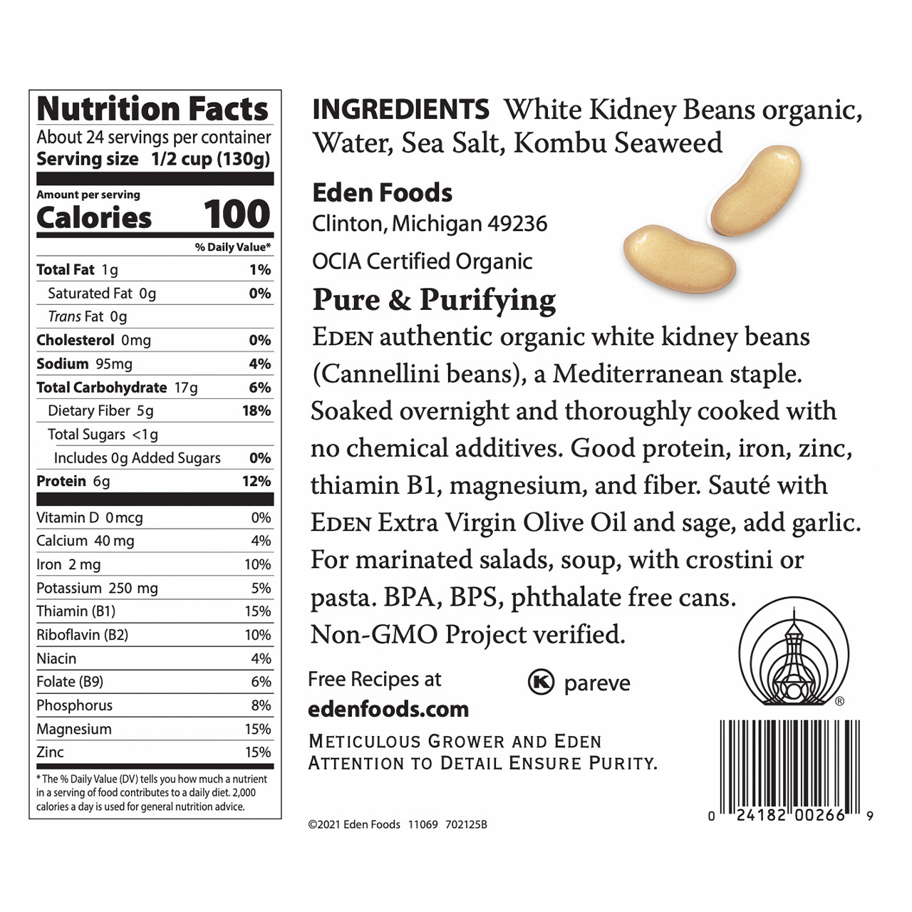 Cannellini (White Kidney) Beans, organic, 108 oz Cannellini (White Kidney) Beans, organic, 108 oz