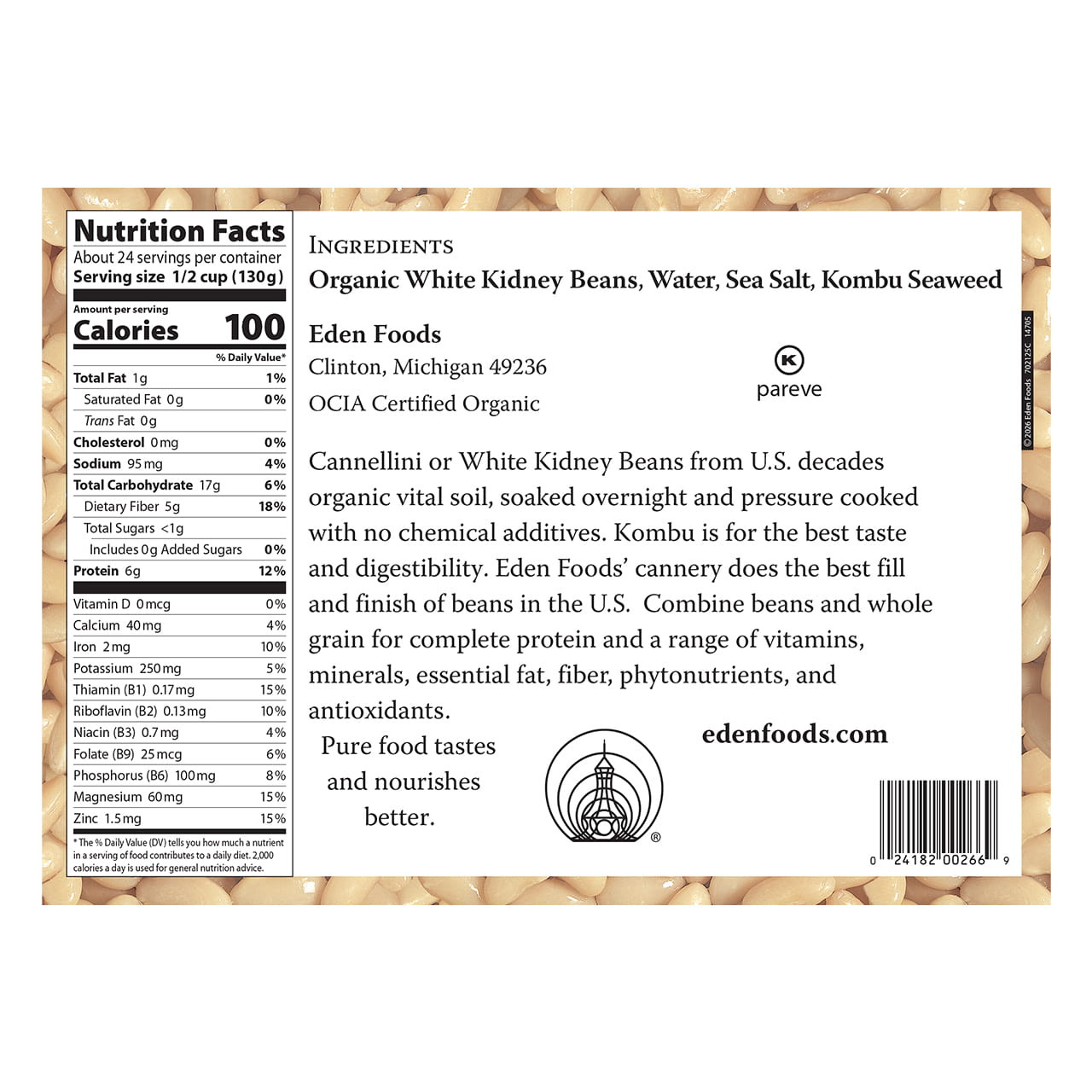Cannellini (White Kidney) Beans organic, 108 oz