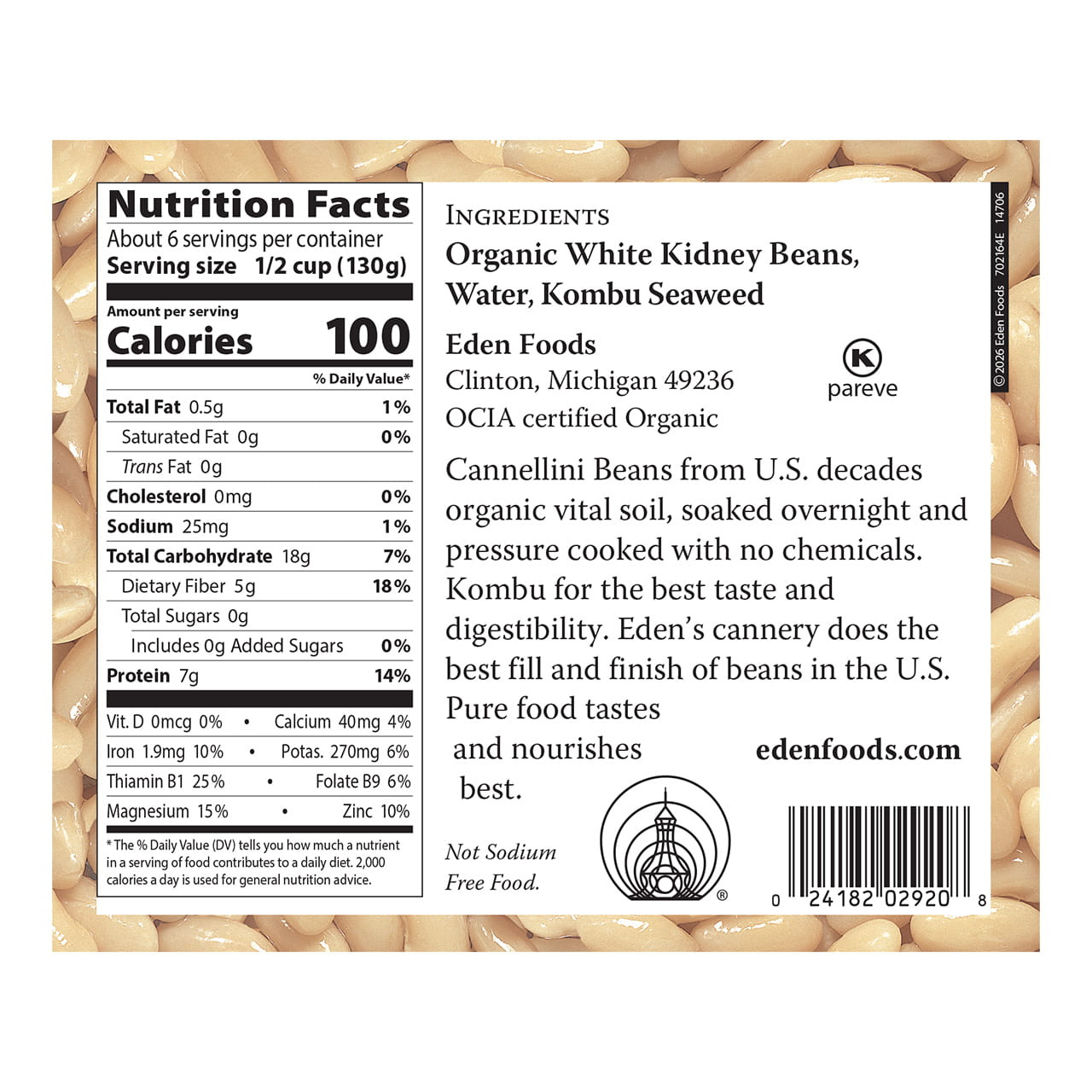 Cannellini (White Kidney) Beans organic, 29 oz