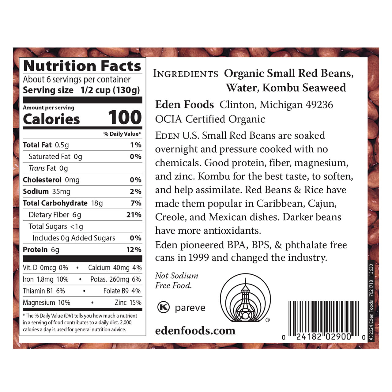 Small Red Beans, organic, 29 oz