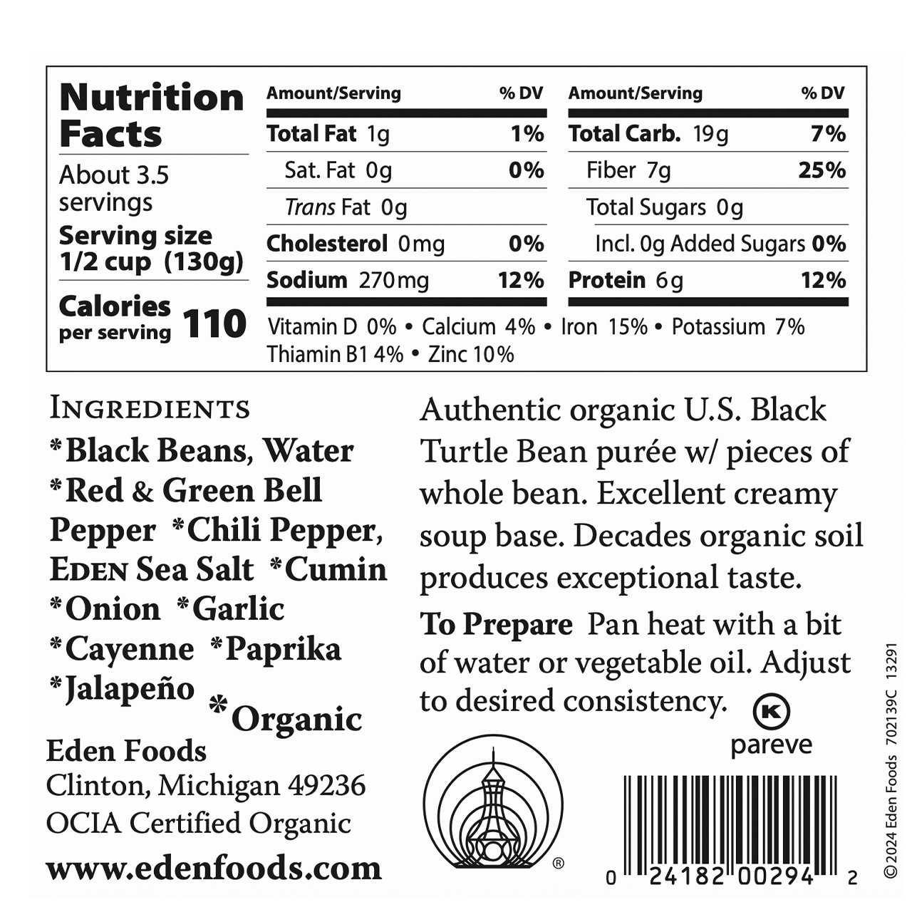 Spicy Refried Black Beans, organic Spicy Refried Black Beans, organic