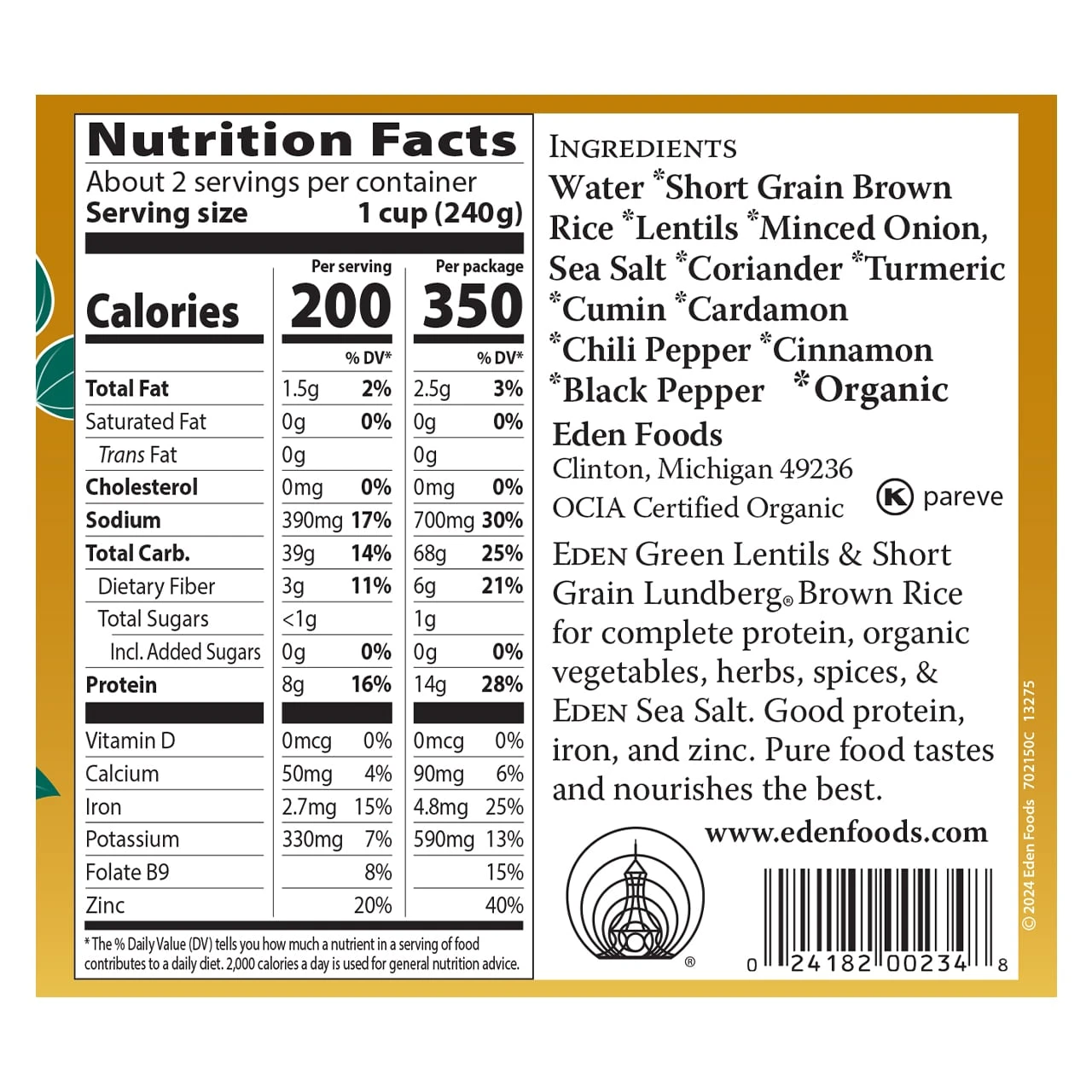 Curried Rice & Lentils, organic