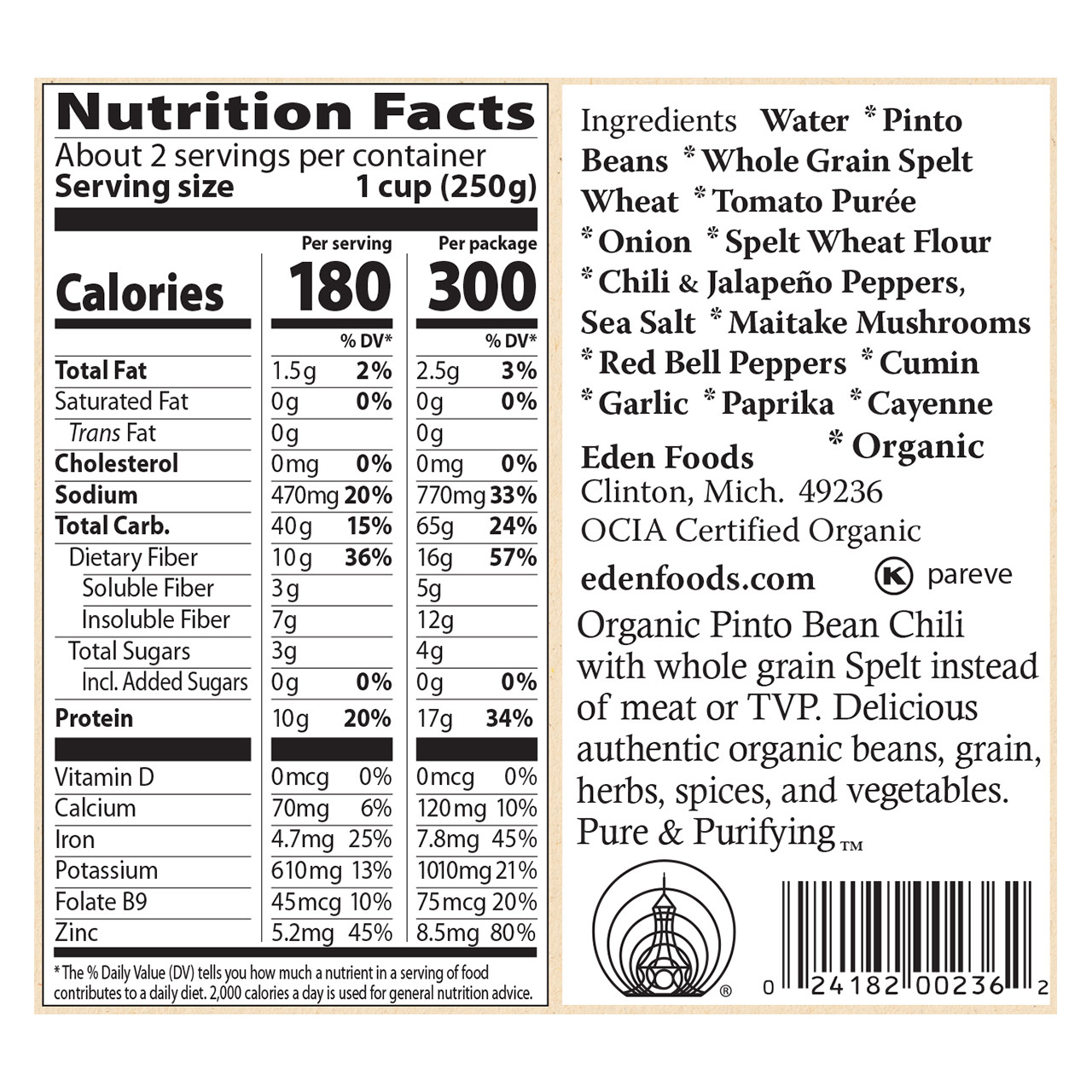 Pinto Bean & Spelt Chili - 14.5 oz Pinto Bean & Spelt Chili - 14.5 oz