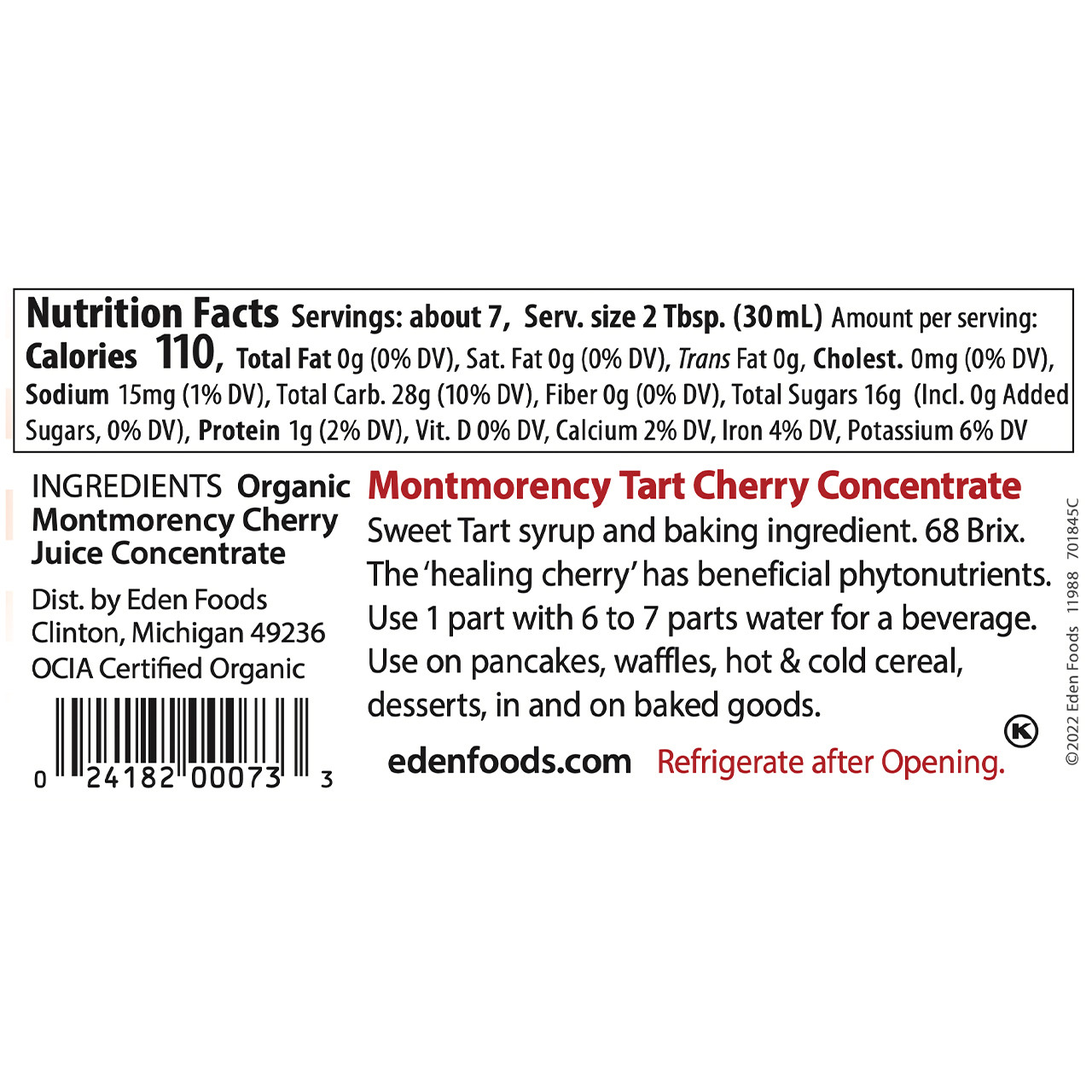 Cherry Juice Concentrate, Organic