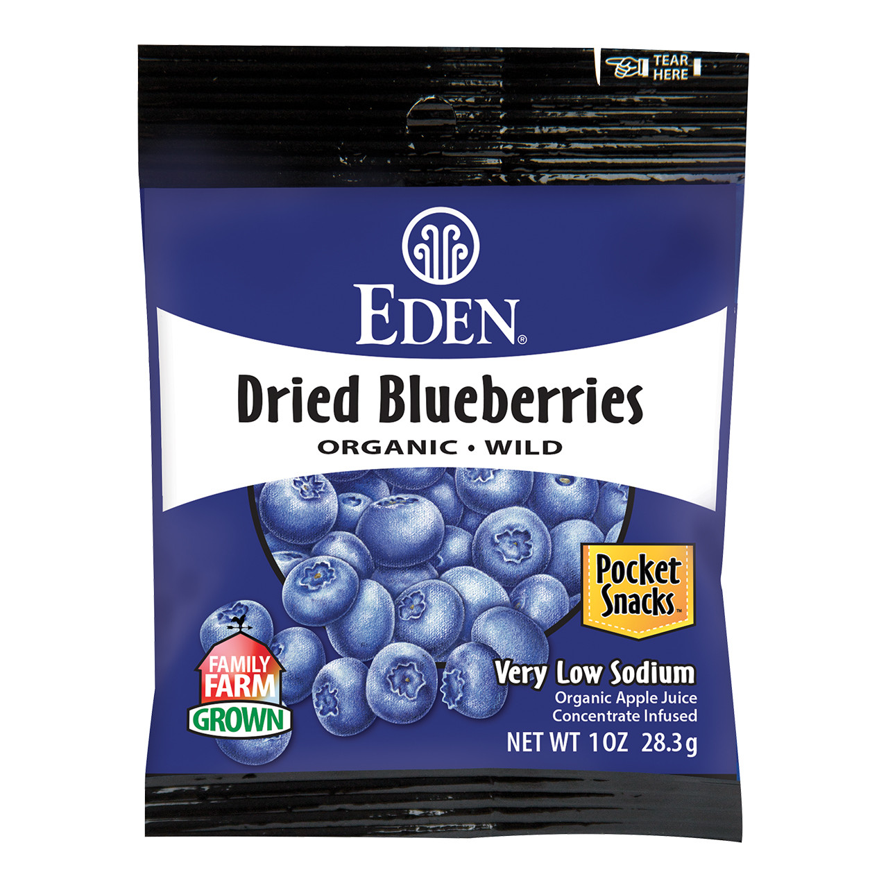 Dried Wild Blueberries Pocket Snacks organic, 1 oz