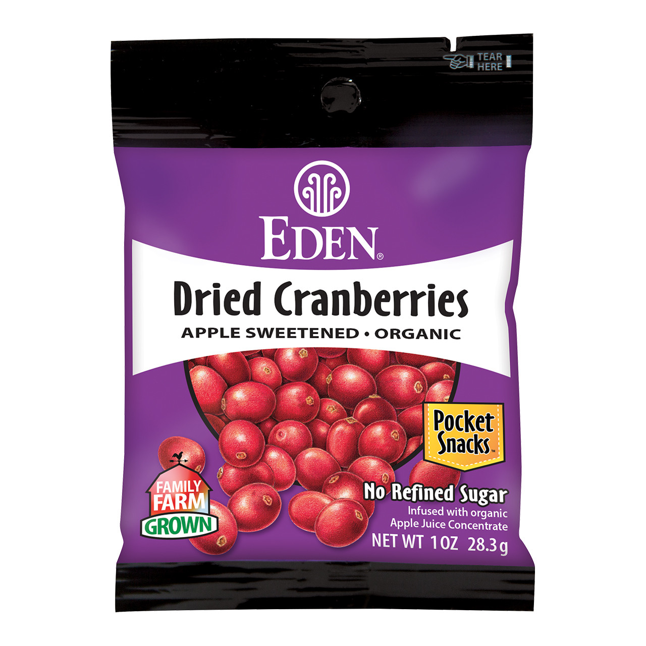 Dried Cranberries, Organic Pocket Snacks - 1 oz