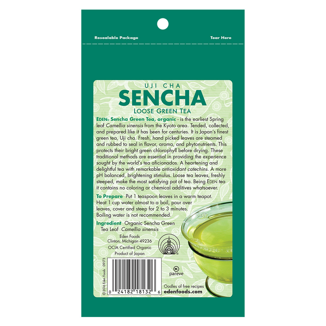 Sencha Green Tea, Organic - Loose 2.25 oz
