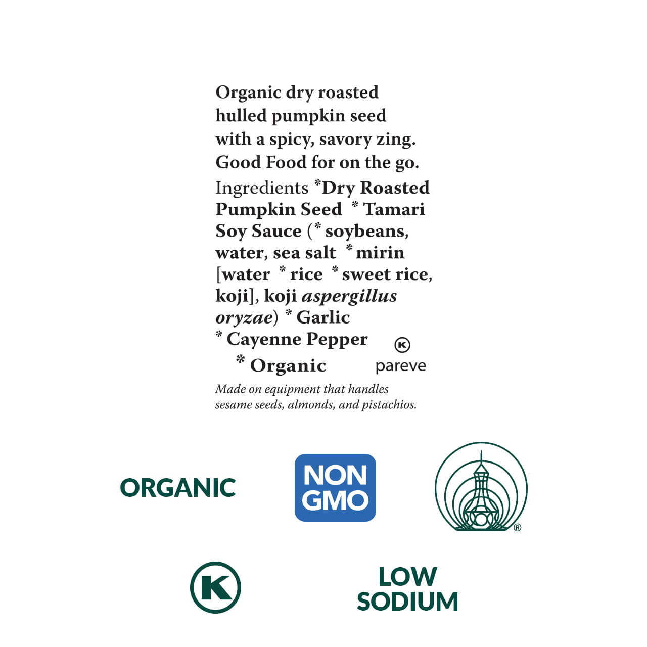 Spicy Pumpkin Seeds Pocket Snacks organic, 1 oz