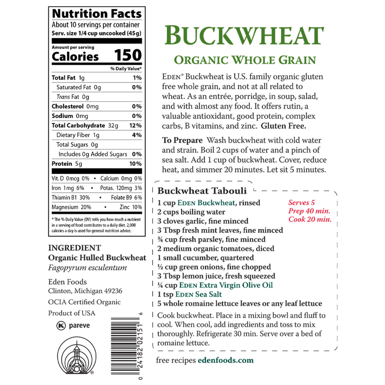 Buckwheat, Organic - 16 oz