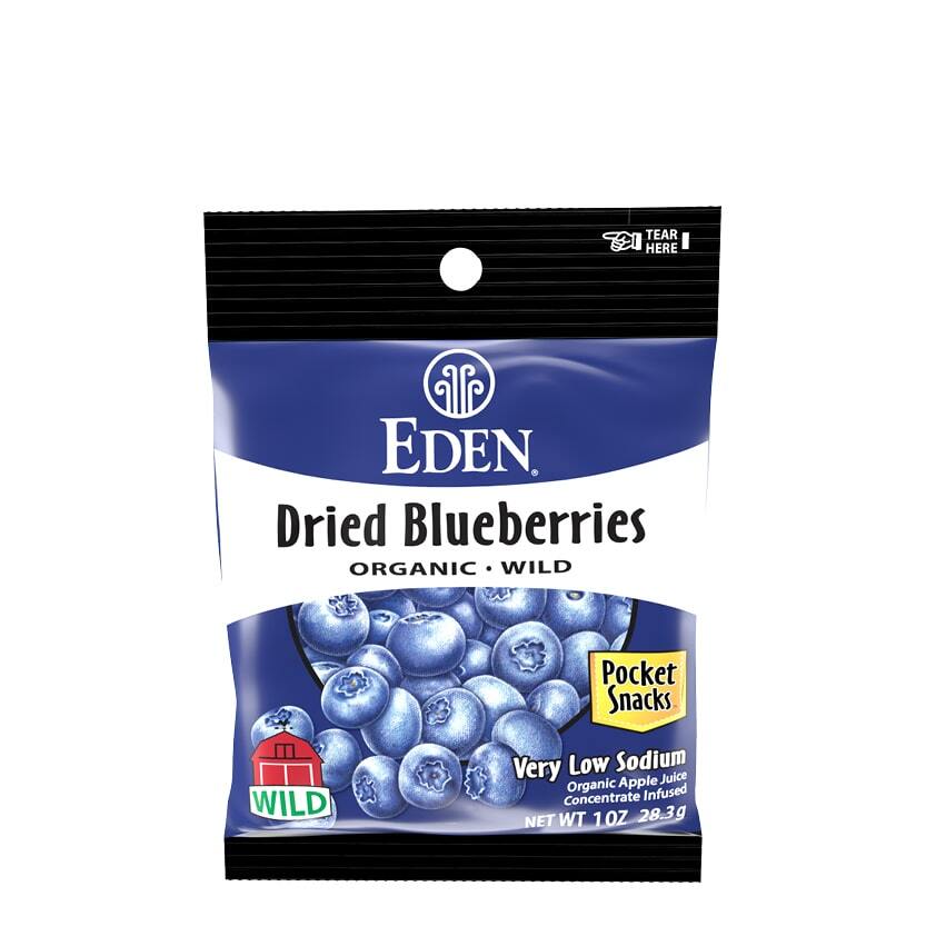 Dried Wild Blueberries, Organic Pocket Snacks - 1 oz
