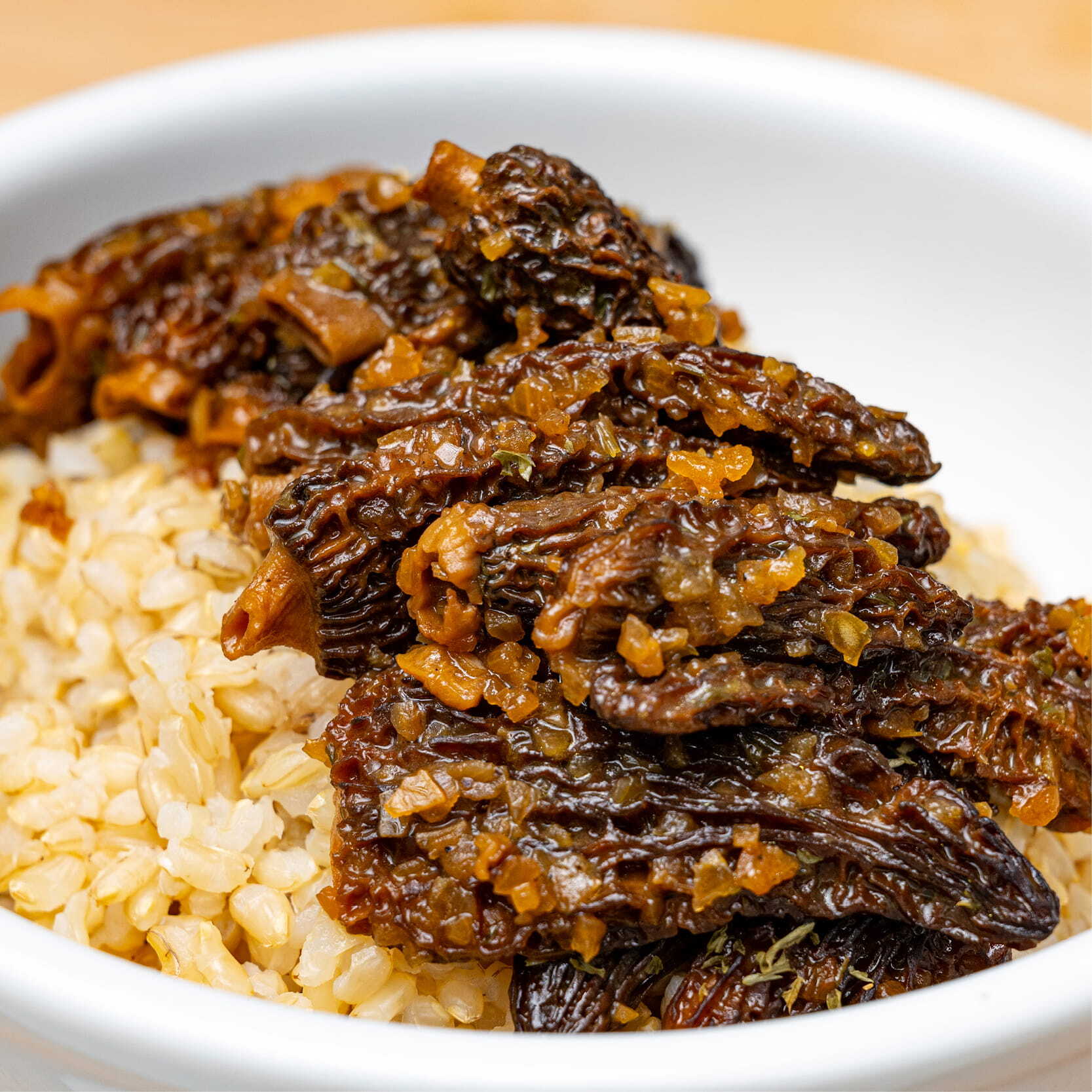 Food Focus - Brown Rice and Sauteed Morel Mushrooms