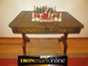 Dual Purpose Chess/Parcheesi Table with Carved Chess Set, in very good condition.