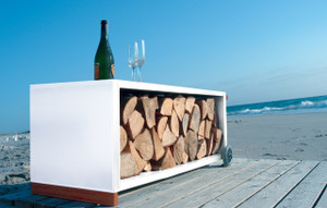 white steel Firewood trolley with firewood white steel Firewood trolley with firewood