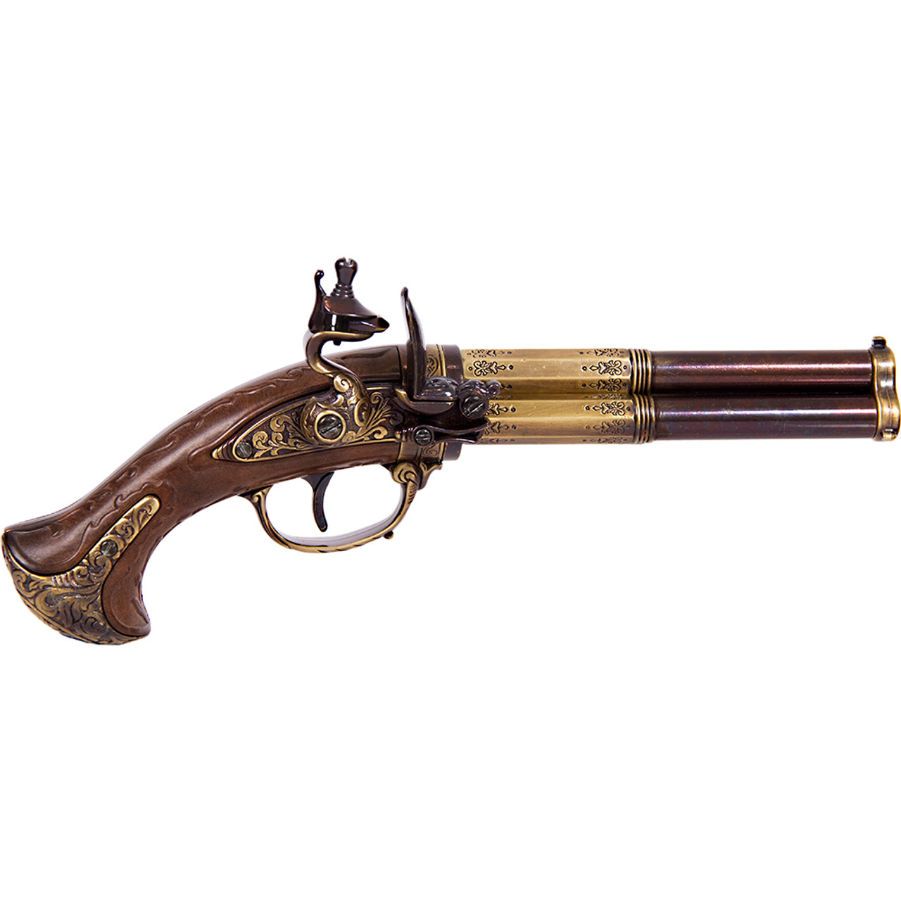 triple barrel flintlock pistol