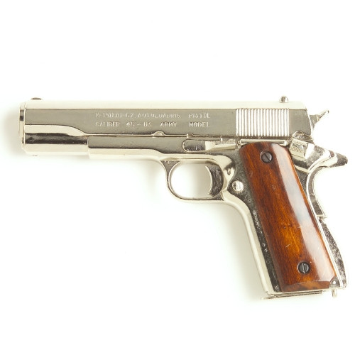 Replica M1911 Nickel Finish Wood Gripped Government Automatic