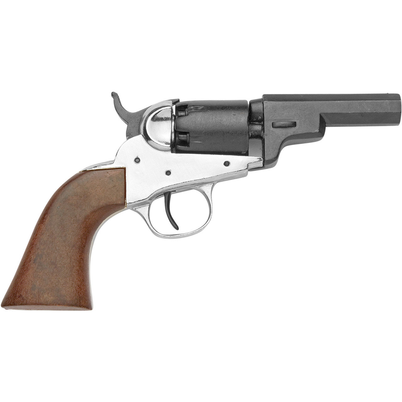 Old West Replica M1849 Nickel Finish Pocket Revolver Non-Firing Gun