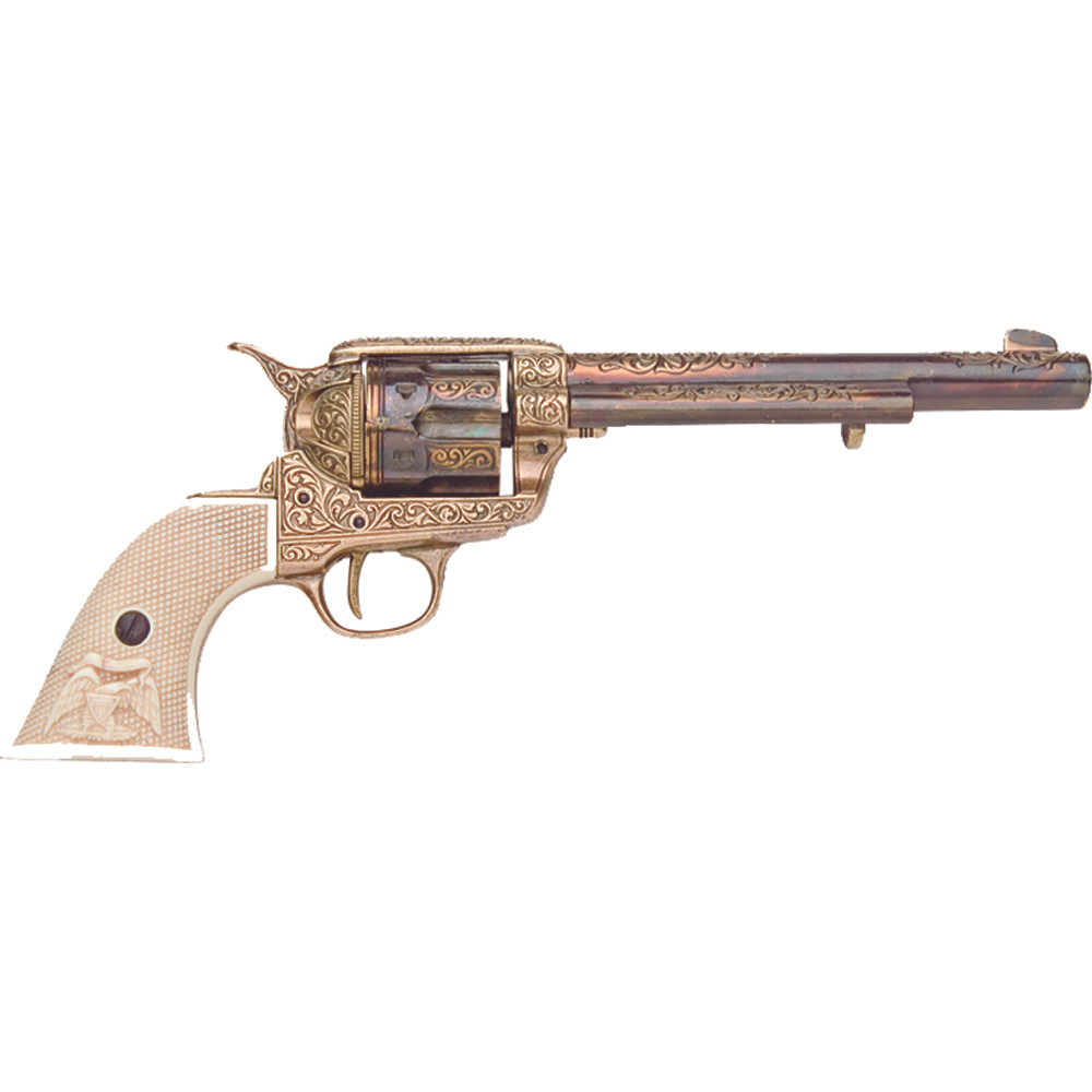 Old West Replica Gold Engraved Revolver Non-Firing Gun