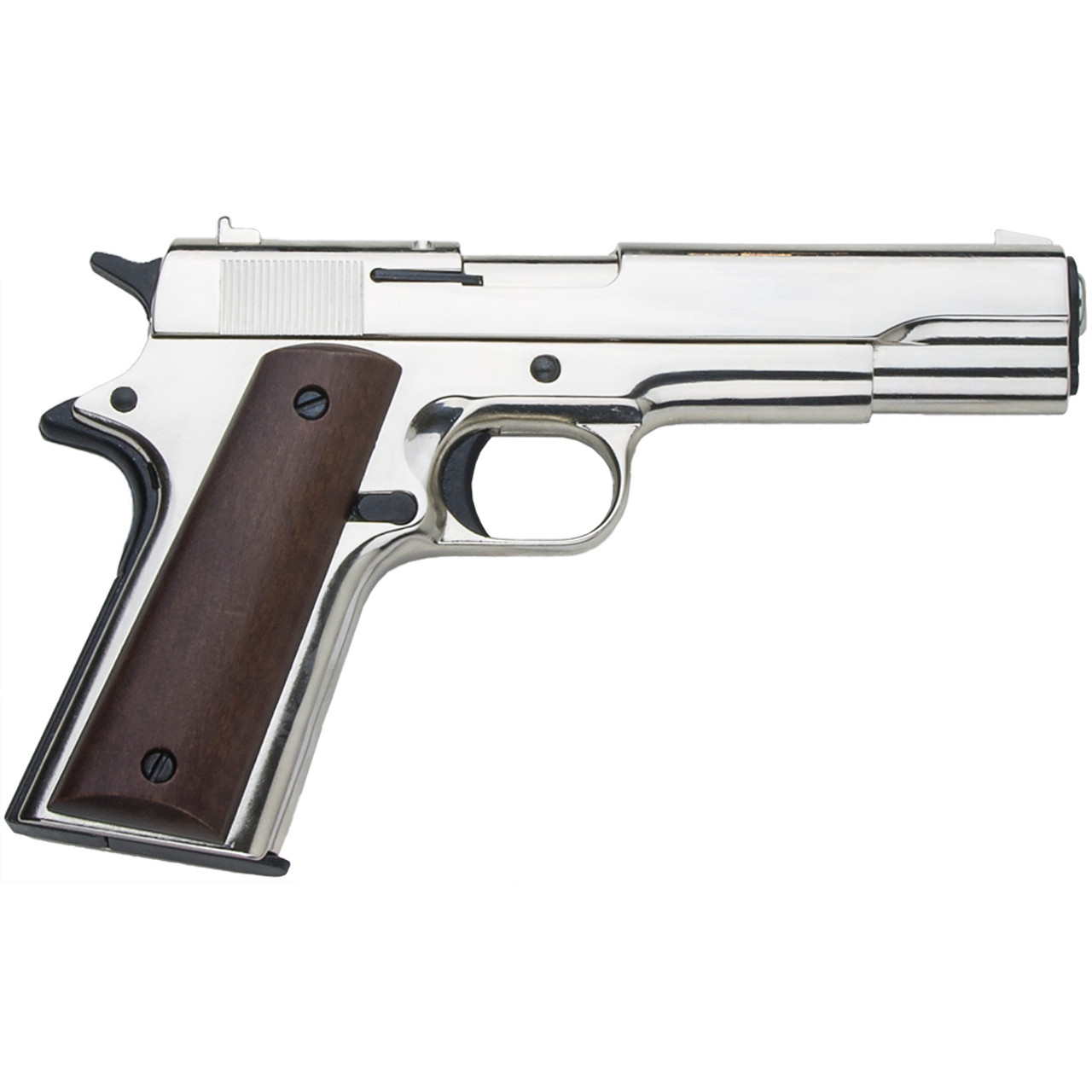 M1911 High Polish Nickel 45 Government Automatic Blank Firing Pistol Collectors Armoury Ltd 7612