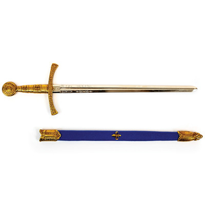 Medieval Sword Letter Opener with Scabbard: 14th Century France Style