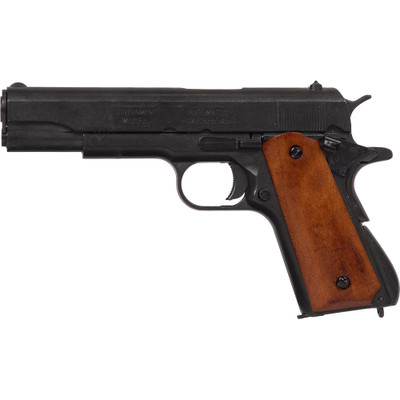 9312 Replica M1911A1 Black Dark Wood Grips Field Auto Pistol Non-Firing Gun-img-0