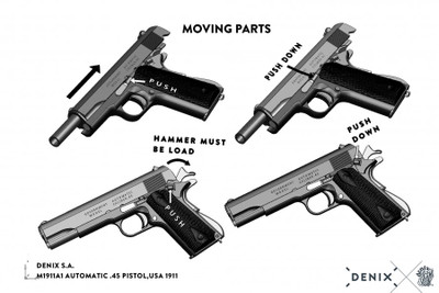 9312 Replica M1911A1 Black Dark Wood Grips Field Auto Pistol Non-Firing Gun-img-1