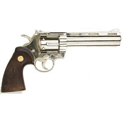 6304 Replica Nickel .357 Police Magnum Faux Wood Grip Non-Firing Gun-img-0