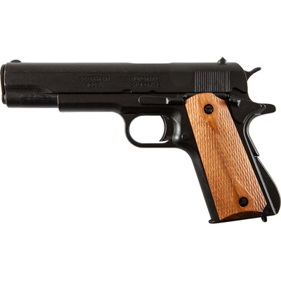 Replica M1911A1 Black Finish Wood Grips Government Automatic Pistol Non-Firing Gun