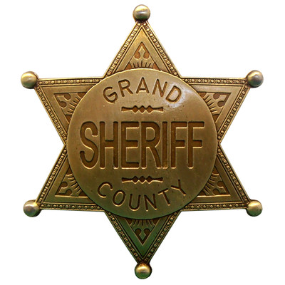 113L Grand County Sheriff Badge - Brass-img-0