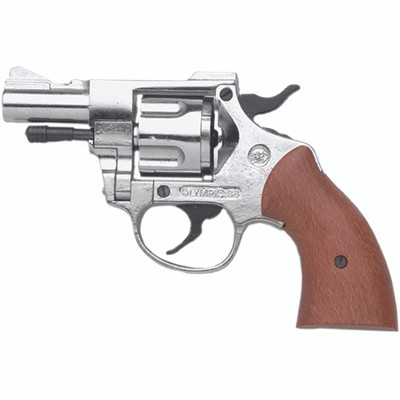 8212 Nickel Finish Olympic 9mm Blank Firing Revolver-img-0