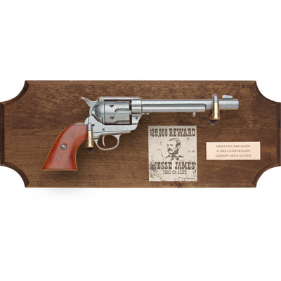 Jesse James Deluxe Framed Pistol Set Dark Wood