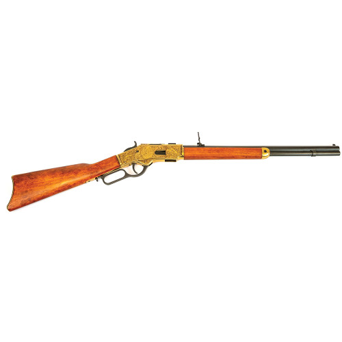Model 1873 Lever Action Carbine Replica: Engraved Antique Gold Finish Main Image