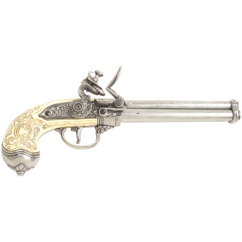 Italian Triple Barrel Flintlock Pistol Replica Main Image Italian Triple Barrel Flintlock Pistol Replica Main Image
