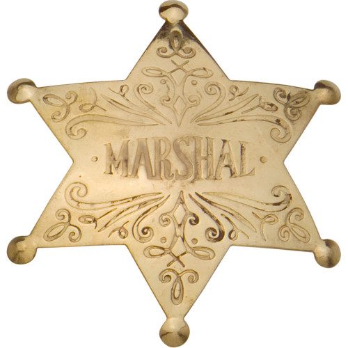 Old West Brass Marshal's Badge Main Image Old West Brass Marshal's Badge Main Image