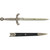 King Arthur Style Dagger Replica: Antique Silver Finish with Dark Scabbard Main Image
