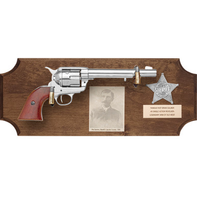 Pat Garrett Deluxe Framed Pistol Set Dark Wood - Collector's