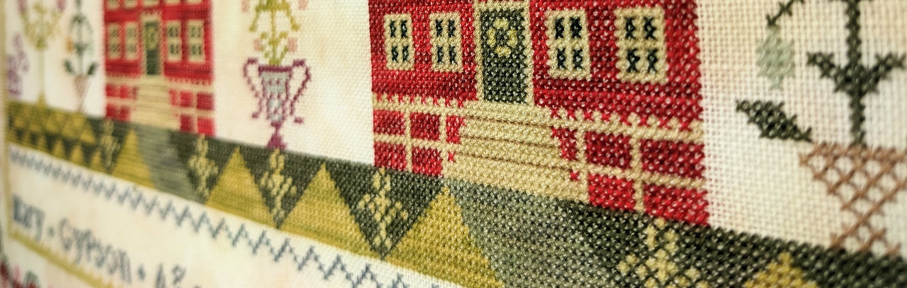 Close up of Emily Harben Reproduction Sampler