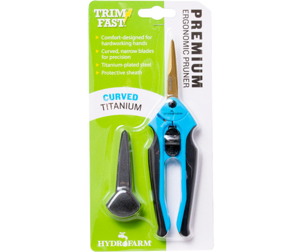 Trim Fast Premium Ergonomic Curved Titanium Blade Pruner - Blue