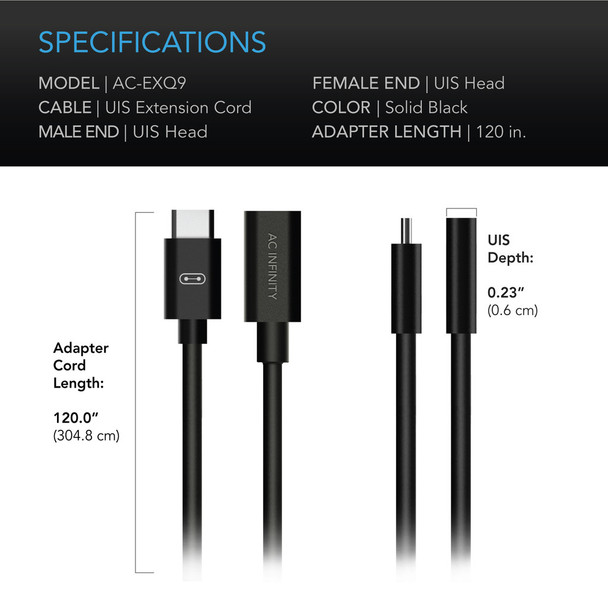 UIS to UIS Extension Cable, Female to Male, 10ft