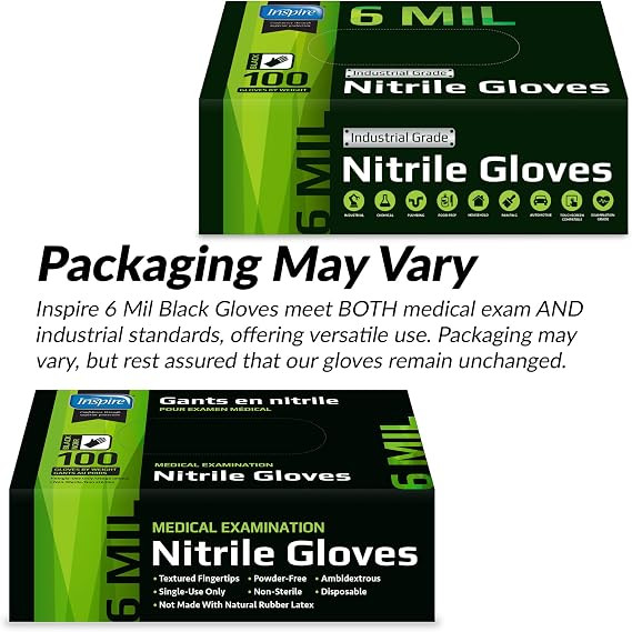 Inspire Nitrile 6MIL Gloves (Black) - X Large