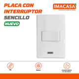 PLACA CON INTERRUPTOR SENCILLO, PLÁSTICO
