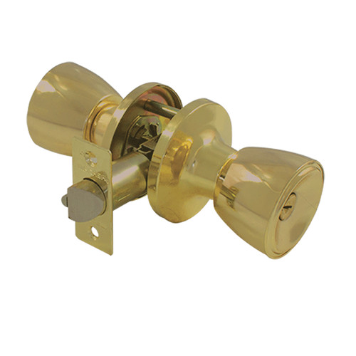 CERRADURA DE POMO TIPO COPA, LATÓN BRILLANTE